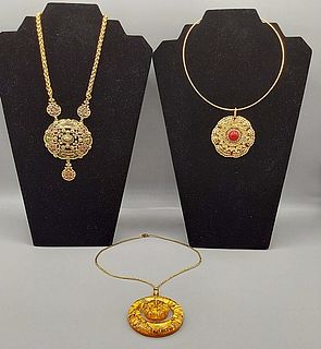 3 Gold Tone Statement Necklaces-Joan Rivers and More