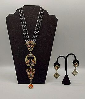 Art Deco Inspired Necklace and Earrings-Heidi Daus and More