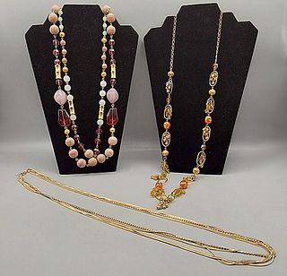3 Long Statement Necklaces-Joan Rivers and More