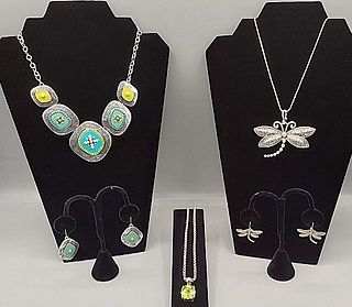 Group of Silver Tone Necklace and Earrings Sets and More