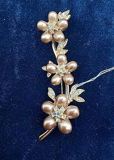 Faux Pearl Floral Brooch by Nolan Miller