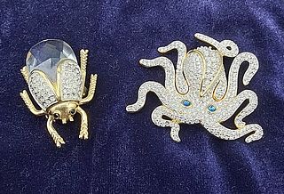 Pair of Animal and Bug Brooches