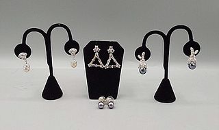 4 Pairs of Rhinestone and Faux Pearl Earrings-Nolan Miller and More