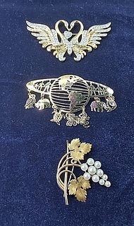3 Gold Tone Brooches-Nolan Miller and More