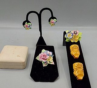 Vintage English Porcelain Floral Brooches c1950 and More 