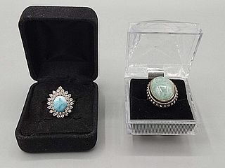 Pair of Sterling and Gemstone Rings-Stauer and More 