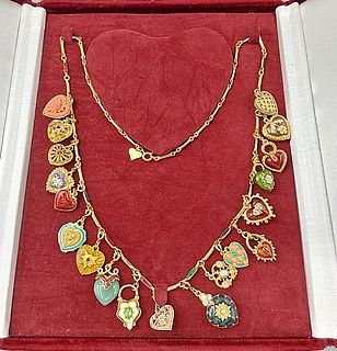 Complete Hearts and Flowers Charm Necklace by Joan Rivers 