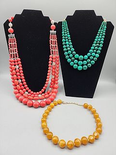 3 Plastic Bead Necklaces-Joan Rivers and More