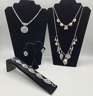3 Silver Tone Necklaces-Vintage c1960 and More