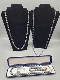 Group of Grey Faux Pearl Necklaces and More