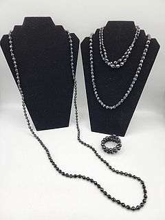 Group of Black Glass Bead Jewelry- Vintage and More