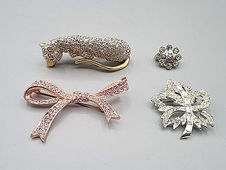 Group of 4 Brooches-Kenneth Jay Lane and More