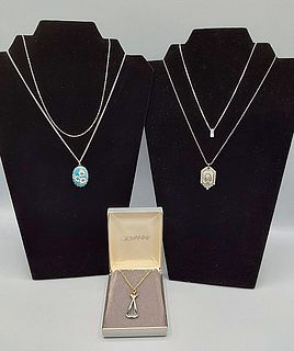 Group of 5 Silver Tone Necklaces-Sterling and More