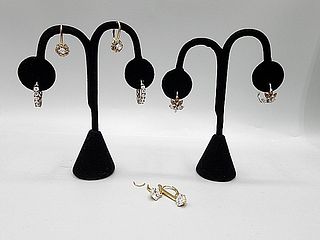 Group of 4 Pairs of Sterling and CZ Earrings