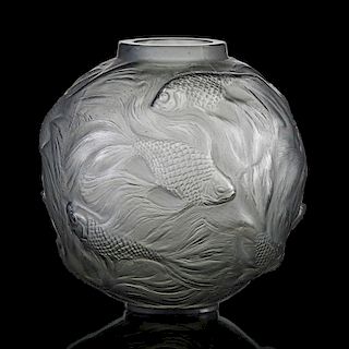 LALIQUE "Formose" vase, smoky topaz glass