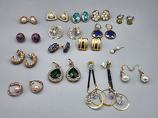 16 Pairs Gold Tone of Earrings-Nolan Miller and More