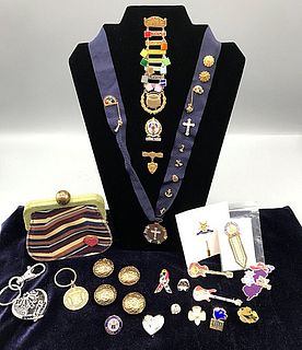 Mixed Group of Odds and Ends-Pins, Religious Service Medals and More