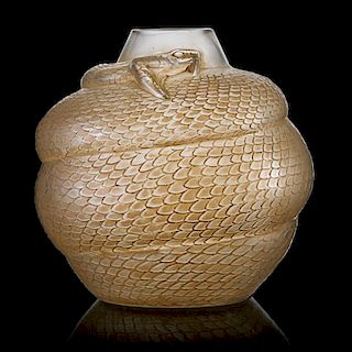 LALIQUE "Serpent" vase, clear glass