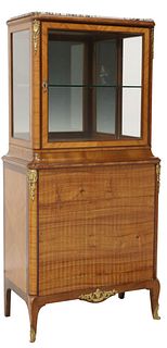 FRENCH MAISON KRIEGER LOUIS XVI STYLE MARBLE-TOP DISPLAY CABINET