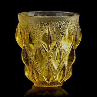 LALIQUE "Rampillon" vase, yellow glass