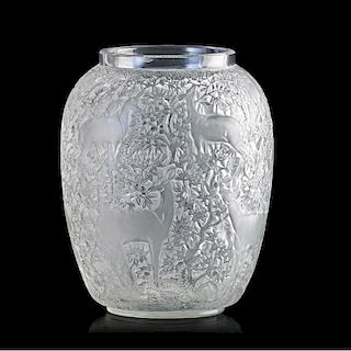 LALIQUE "Biches" vase, clear glass