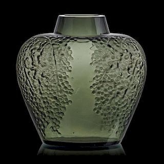 LALIQUE "Poivre" vase, smoky topaz glass
