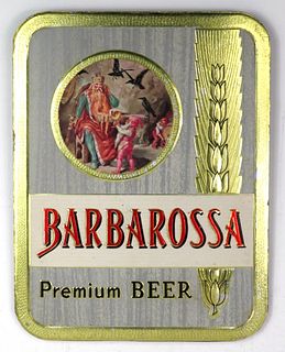 1950 Barbarossa Premium Beer Composite Sign Cincinnati Ohio