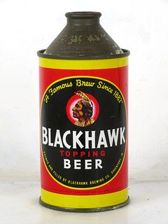 1948 Clean! Blackhawk Topping Beer 12oz Cone Top Can 152-26 Davenport Iowa