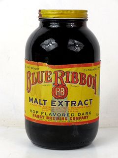 1933 Blue Ribbon Malt Extract Paper Label Full Jar Milwaukee Wisconsin
