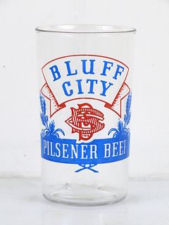 1935 Bluff City Pilsener Beer 4¼ Inch Straight Sided ACL Drinking Glass Alton Illinois