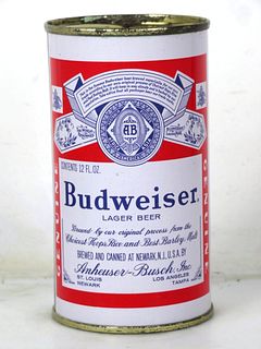 1961 Budweiser Lager Beer 12oz Flat Top Can 44-35.1 Newark New Jersey