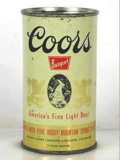 1958 Coors Banquet Beer (red writing) 12oz Flat Top Can 51-23 Golden Colorado