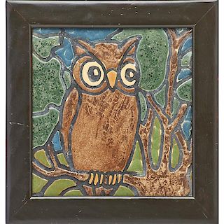 HARTFORD FAIENCE Rare owl tile