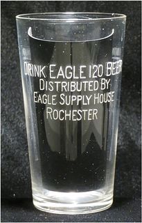 1933 Eagle 120 Beer 4½ Inch Straight Sided ACL Drinking Glass Rochester New York