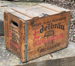 1935 Edelbrau Keg Beer Wooden Crate Brooklyn New York