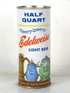 1959 Edelweiss Light Beer 16oz One Pint Flat Top Can 228-27 Chicago Illinois