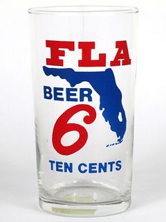 1935 FLA Beer 5 Inch Straight Sided ACL Drinking Glass Tampa Florida