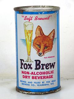 1960 Fox Brew Dry Beverage 12oz Flat Top Can 64-36 Waukesha Wisconsin
