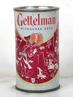 1956 Gettelman Milwaukee Beer (Maroon) 12oz Flat Top Can 69-09 Milwaukee Wisconsin