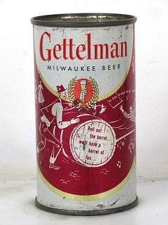 1956 Gettelman Milwaukee Beer (Maroon) 12oz Flat Top Can 69-21 Milwaukee Wisconsin