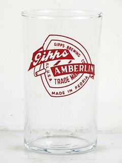 Rare 1935 Gipps Amberlin Beer 4 Inch Straight Sided ACL Drinking Glass Chicago Illinois