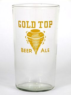1936 Gold Top Beer/Ale 4¾ Inch Straight Sided ACL Drinking Glass Hialeah Florida
