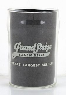 1940 Grand Prize Lager Beer Café Glass 3¾ Inch ACL Drinking Glass Houston Texas
