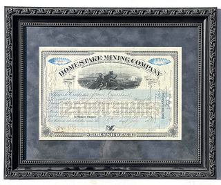 1885 Homestake Mining James B Haggin Signature Dakota Territory Stock Certificate 