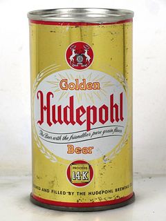 1954 Hudepohl Golden Beer 12oz Flat Top Can 84-13 Cincinnati Ohio