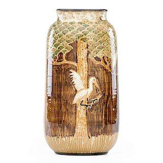 "MAC" ANDERSON; SHEARWATER Tall vase with storks
