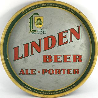 1937 Linden Beer-Ale-Porter 13 inch Serving Tray Lindenhurst New York