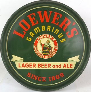 1939 Loewer's Gambrinus Lager Beer and Ale 12 inch Serving Tray New York New York