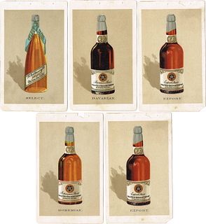 1888 Lot of 5 Small Best Beer Bottle Lithographs Trade Card Milwaukee Wisconsin