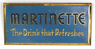 1938 Martinette "The Drink That Refreshes" TOC Tin Over Cardboard Sign Selah Washington
